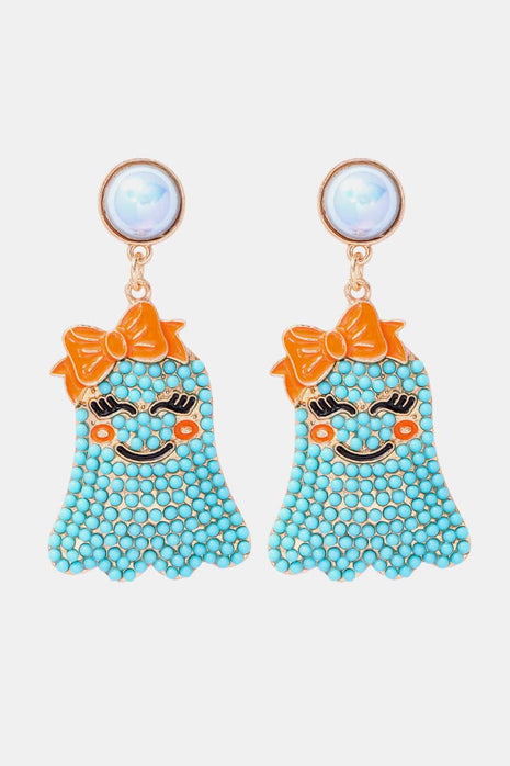Smiling Ghost Shape Synthetic Pearl Earrings - MimiStylez