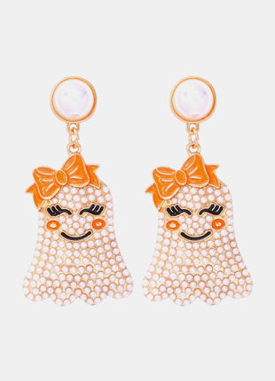 Smiling Ghost Shape Synthetic Pearl Earrings - MimiStylez