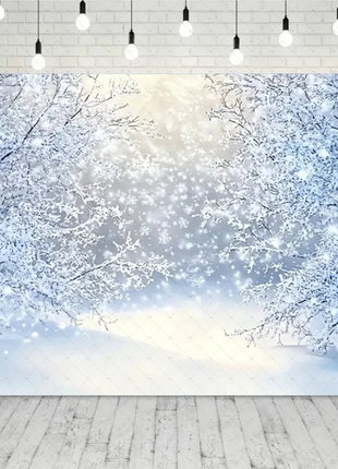 Snow Scene White Forest Art Style Backdrop Background Winter Christmas Backdrop - MimiStylez