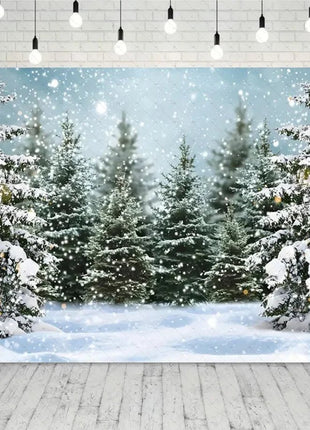 Snow Scene White Forest Art Style Backdrop Background Winter Christmas Backdrop - MimiStylez