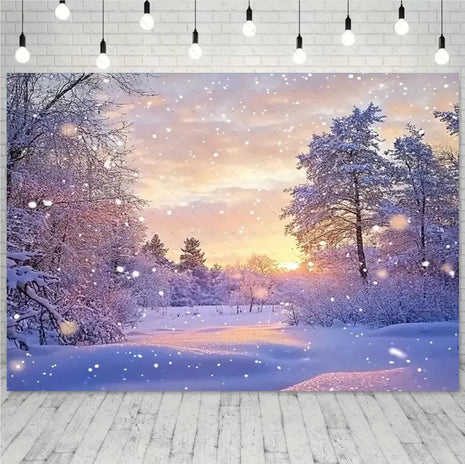 Snow Scene White Forest Art Style Backdrop Background Winter Christmas Backdrop - MimiStylez