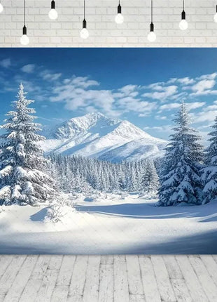 Snow Scene White Forest Art Style Backdrop Cloud Photography Background Winter Christmas Backdrop - MimiStylez