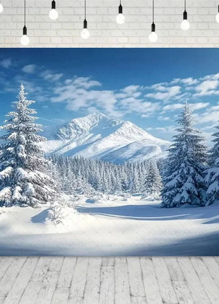 Snow Scene White Forest Art Style Backdrop Cloud Photography Background Winter Christmas Party Backdrop Decorations - MimiStylez