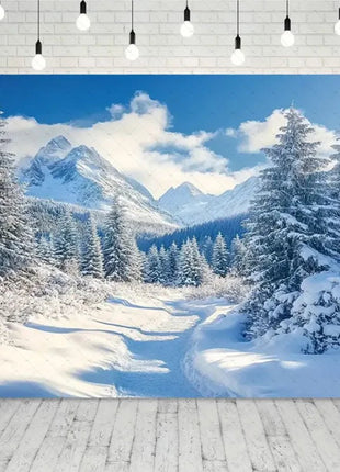 Snow Scene White Forest Art Style Backdrop Cloud Photography Background Winter Christmas Party Backdrop Decorations - MimiStylez