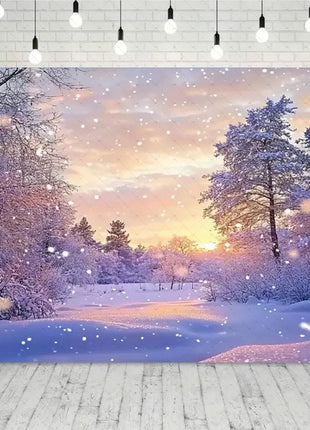 Snow Scene White Forest Art Style Backdrop Cloud Photography Background Winter Christmas Party Backdrop Decorations - MimiStylez