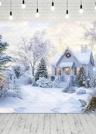 Snow Scene White Forest Art Style Backdrop Cloud Photography Background Winter Christmas Party Backdrop Decorations - MimiStylez