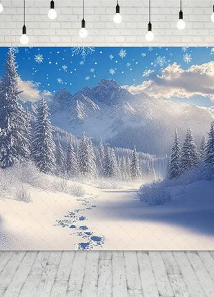 Snow Scene White Forest Art Style Backdrop Cloud Photography Background Winter Christmas Party Backdrop Decorations - MimiStylez