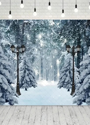 Snow Scene White Forest Art Style Backdrop Cloud Photography Background Winter Christmas Party Backdrop Decorations - MimiStylez