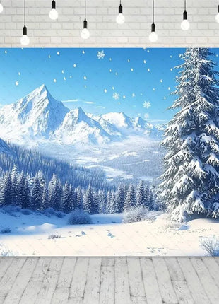 Snow Scene White Forest Art Style Backdrop Cloud Photography Background Winter Christmas Party Backdrop Decorations - MimiStylez