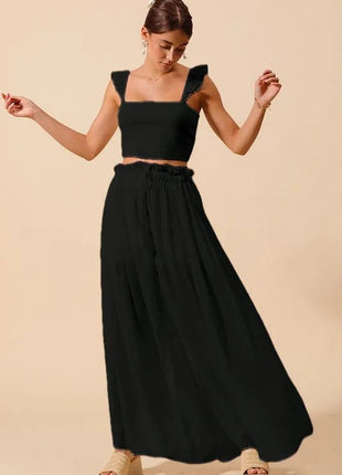 SO ME Smocked Top and Flowy Maxi Skirt Set - MimiStylez