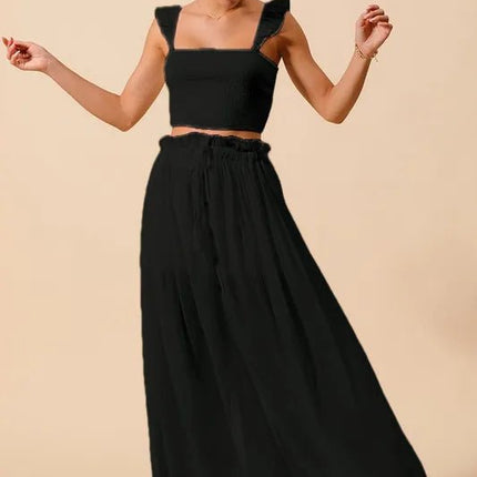 SO ME Smocked Top and Flowy Maxi Skirt Set - MimiStylez