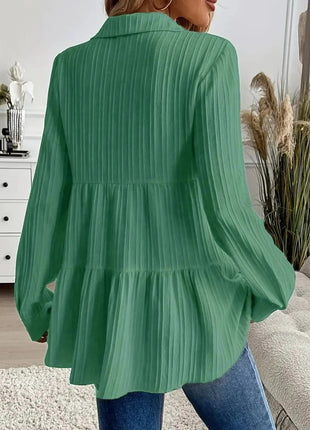 Striped Button - Down Tiered Shirt - MimiStylez