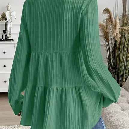 Striped Button - Down Tiered Shirt - MimiStylez