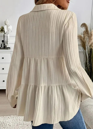 Striped Button - Down Tiered Shirt - MimiStylez