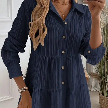 Striped Button - Down Tiered Shirt - MimiStylez