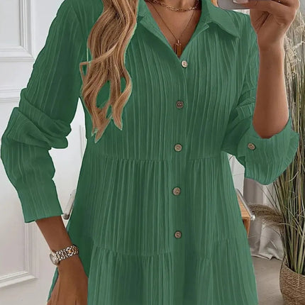 Striped Button - Down Tiered Shirt - MimiStylez