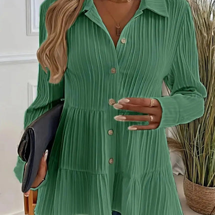 Striped Button - Down Tiered Shirt - MimiStylez