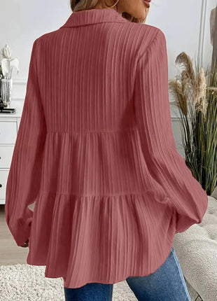 Striped Button - Down Tiered Shirt - MimiStylez