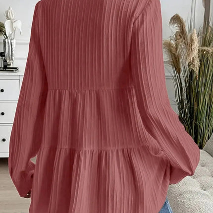 Striped Button - Down Tiered Shirt - MimiStylez