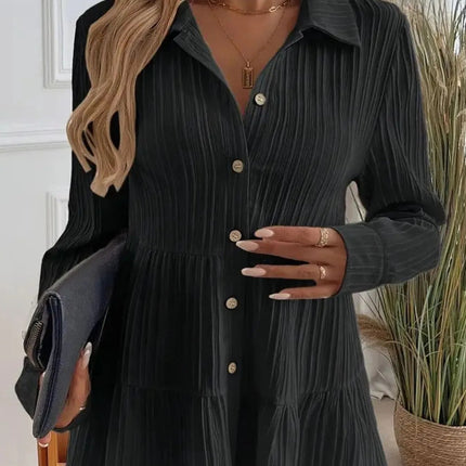 Striped Button - Down Tiered Shirt - MimiStylez