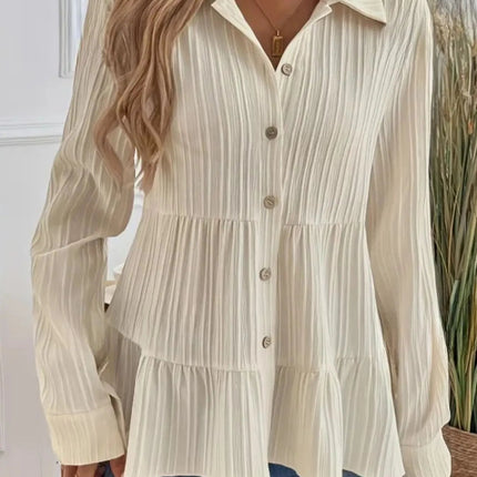 Striped Button - Down Tiered Shirt - MimiStylez