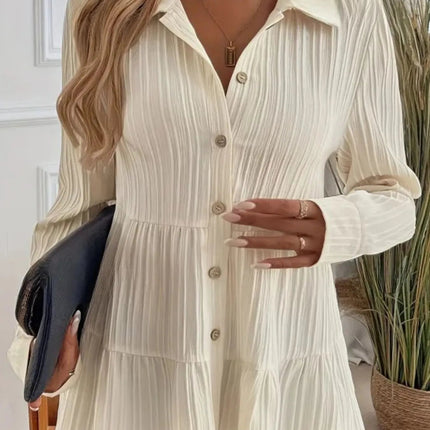 Striped Button - Down Tiered Shirt - MimiStylez