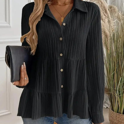 Striped Button - Down Tiered Shirt - MimiStylez