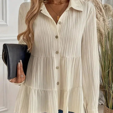 Striped Button - Down Tiered Shirt - MimiStylez