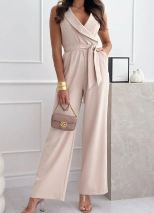 Surplice Sleeveless Wide Leg Jumpsuit - MimiStylez