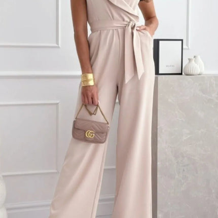 Surplice Sleeveless Wide Leg Jumpsuit - MimiStylez