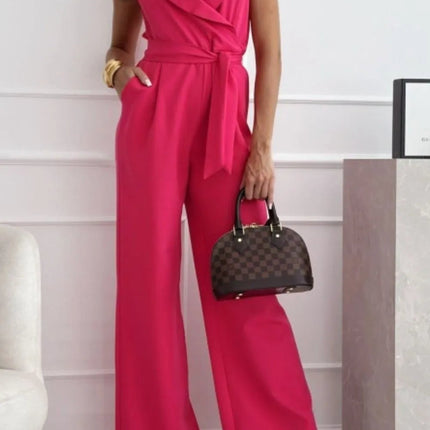 Surplice Sleeveless Wide Leg Jumpsuit - MimiStylez