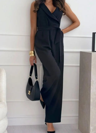 Surplice Sleeveless Wide Leg Jumpsuit - MimiStylez