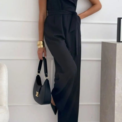 Surplice Sleeveless Wide Leg Jumpsuit - MimiStylez