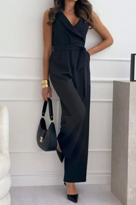 Surplice Sleeveless Wide Leg Jumpsuit - MimiStylez