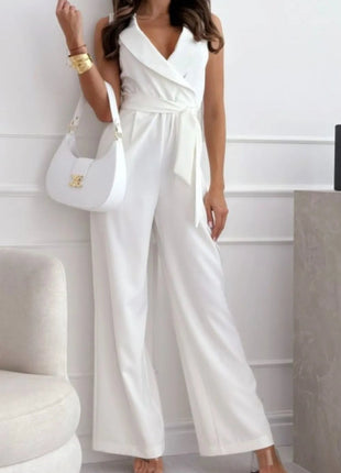 Surplice Sleeveless Wide Leg Jumpsuit - MimiStylez