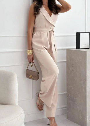 Surplice Sleeveless Wide Leg Jumpsuit - MimiStylez