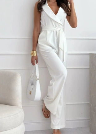 Surplice Sleeveless Wide Leg Jumpsuit - MimiStylez