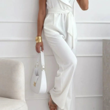 Surplice Sleeveless Wide Leg Jumpsuit - MimiStylez