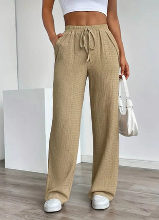 Texture Wide Leg Pants - MimiStylez