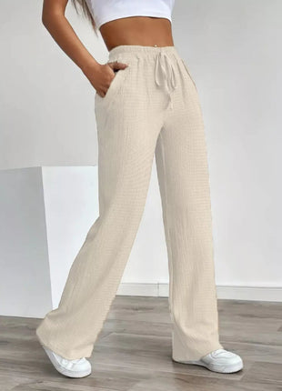 Texture Wide Leg Pants - MimiStylez