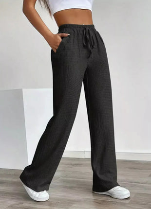 Texture Wide Leg Pants - MimiStylez