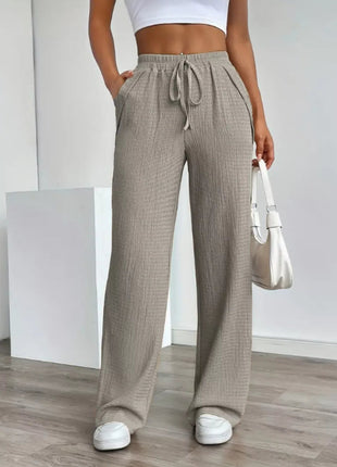 Texture Wide Leg Pants - MimiStylez