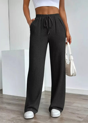 Texture Wide Leg Pants - MimiStylez