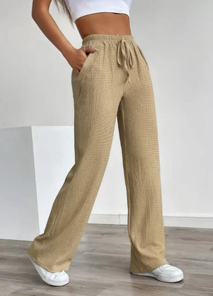 Texture Wide Leg Pants - MimiStylez