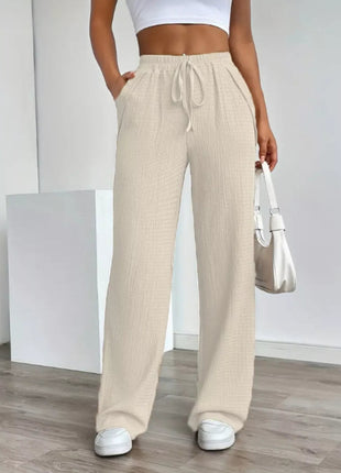 Texture Wide Leg Pants - MimiStylez
