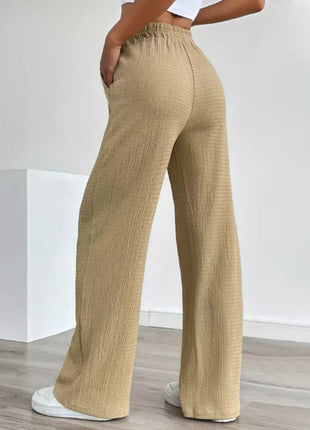 Texture Wide Leg Pants - MimiStylez