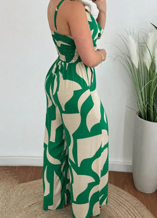 Two - Tone Spaghetti Strap Wide Leg Jumpsuit - MimiStylez