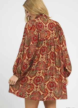 Umgee Boho Mix Paisley Babydoll Dress - MimiStylez