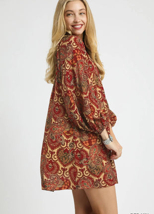 Umgee Boho Mix Paisley Babydoll Dress - MimiStylez