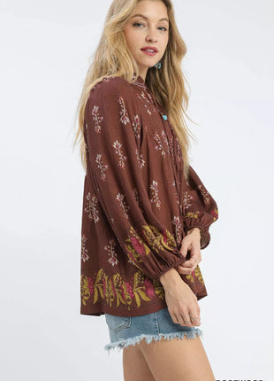Umgee Floral Boho Peasant Blouse - MimiStylez